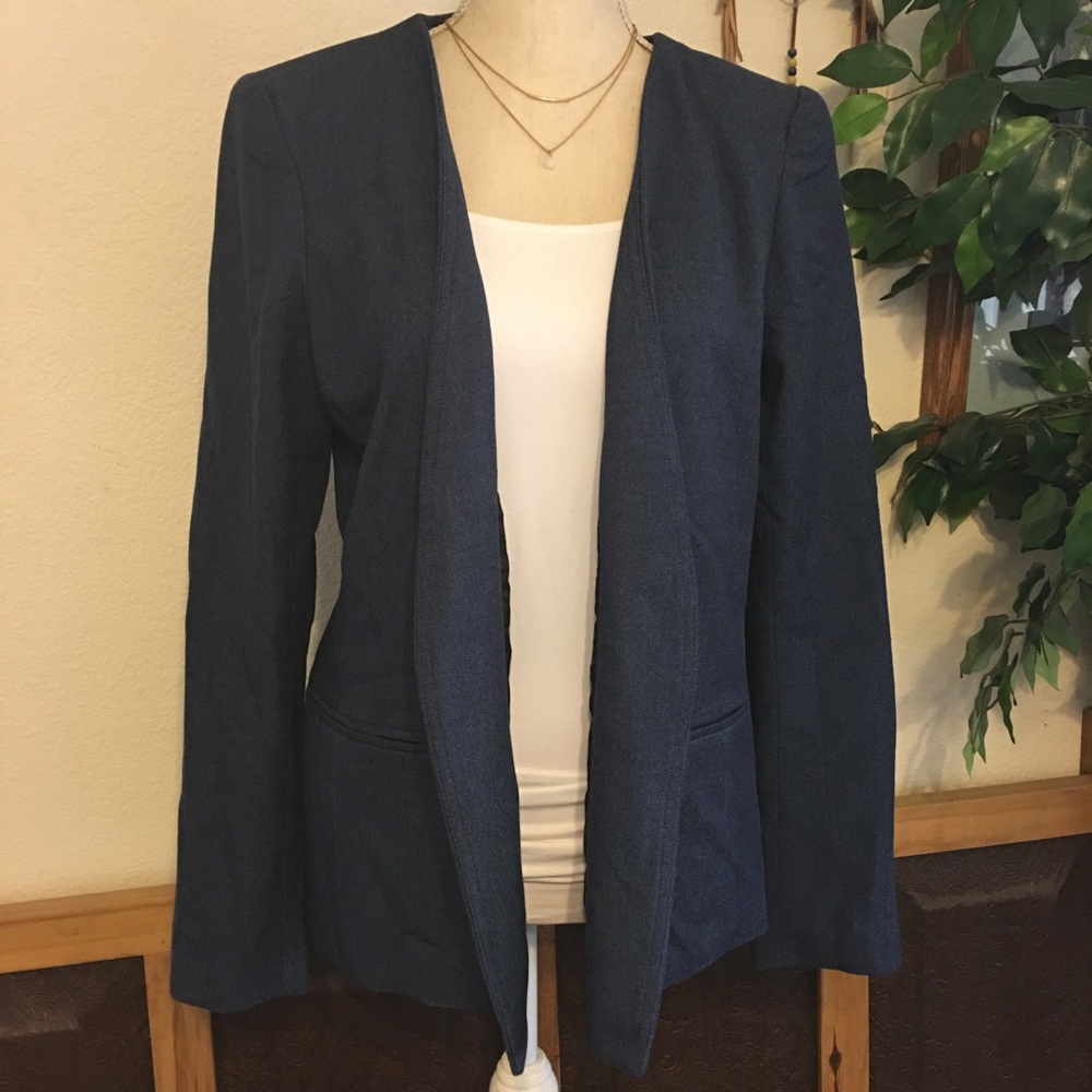 Adrienne Vittadini denim look open front blazer